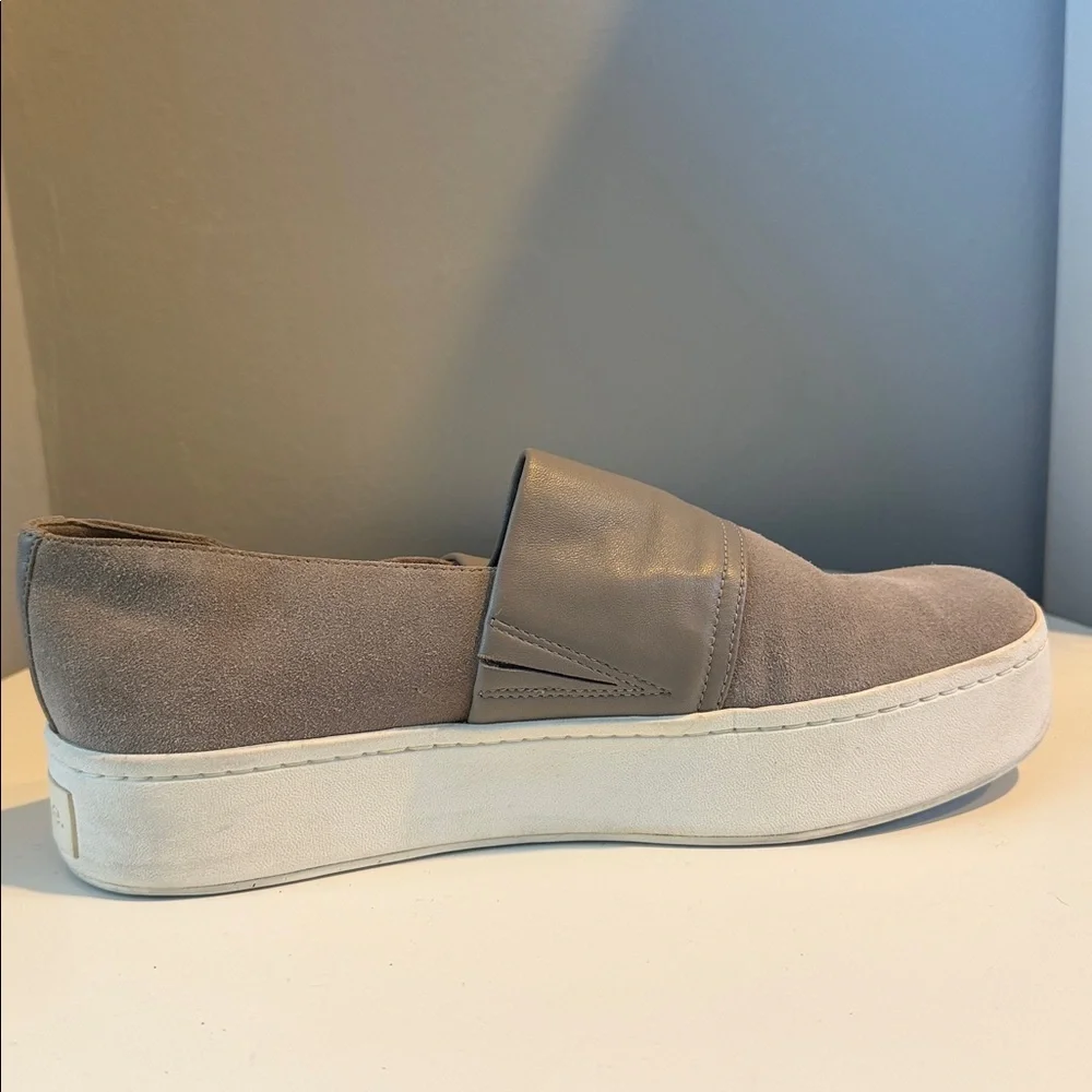 Vince Women's Gray Ward Leather Slip-On Suede Leather Sneaker/Loafer Cushioned